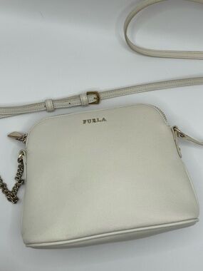 Furla Ivory Leather Crossbody Bag with Gold Hardware